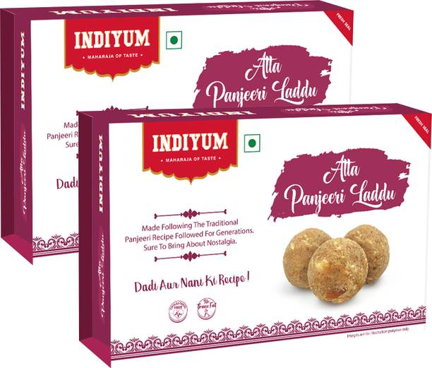 Indiyum Indian Sweets Mithai Laddu Atta Panjeeri Box
