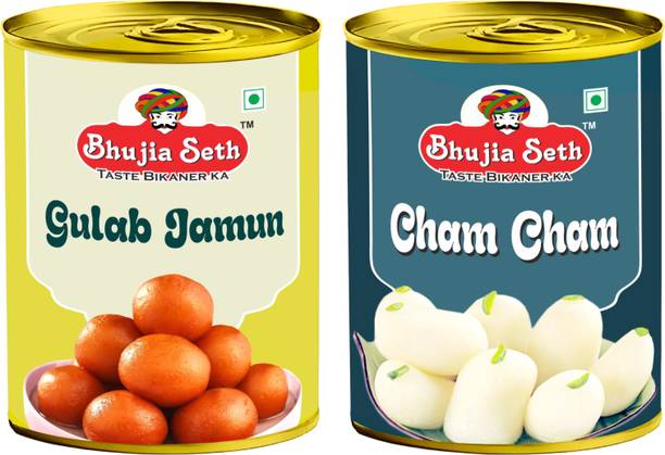 BHUJIYA SETH sweets Gulab jamun & white cham cham combo pack (1 kg x 2 ) pack Tin