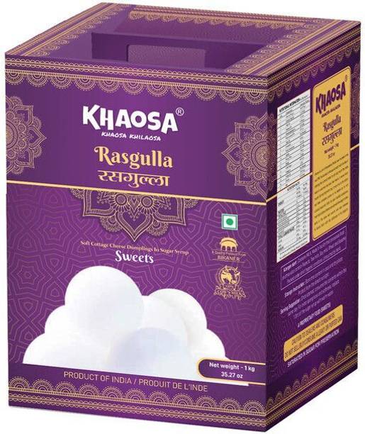 KHAOSA Rasgulla 1Kg Premium Quality Authentic Bikaneri Tin
