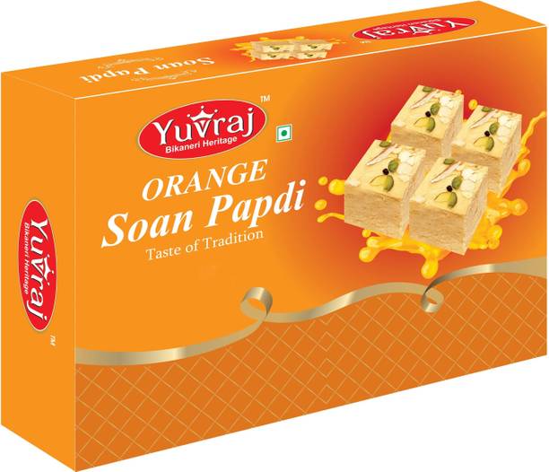 Yuvraj Food Product Orange Flavoured Soan papadi (patisa ) sweets 250 gm bpx pack Box