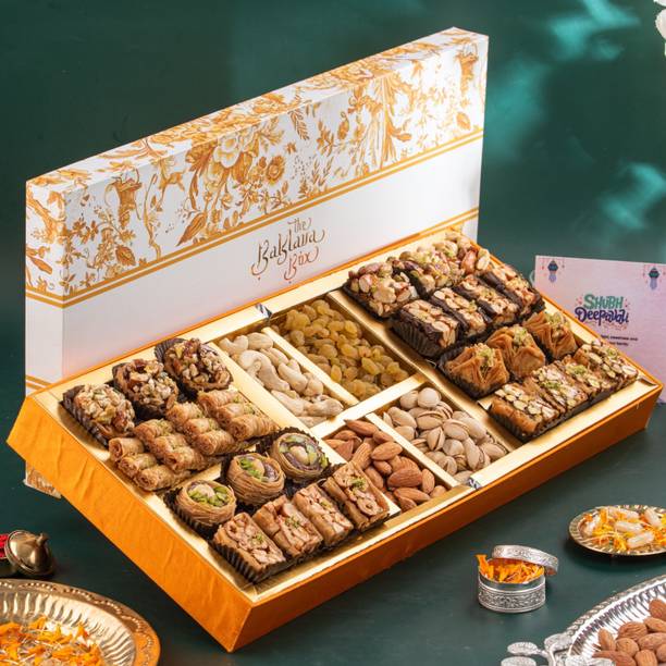 The Baklava Box Signature Box with Sweets and Dry fruits Diwali Gift Box