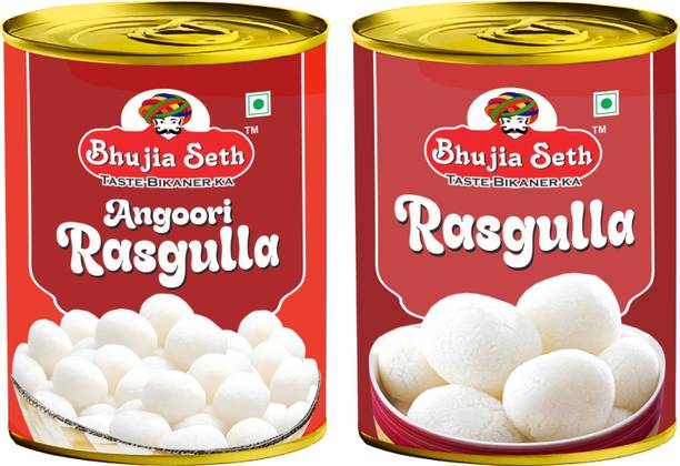 BHUJIYA SETH sweets Angoori Rasgulla & Rasogolla combo pack (1 kg x 2 ) pack Tin