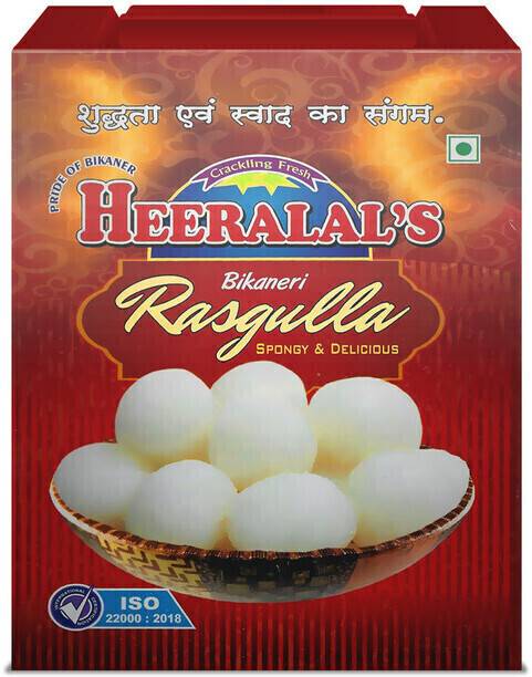 Heeralal's Rasgulla 1Kg Spongy 20 Pcs Per Can | Zero Preservative Box