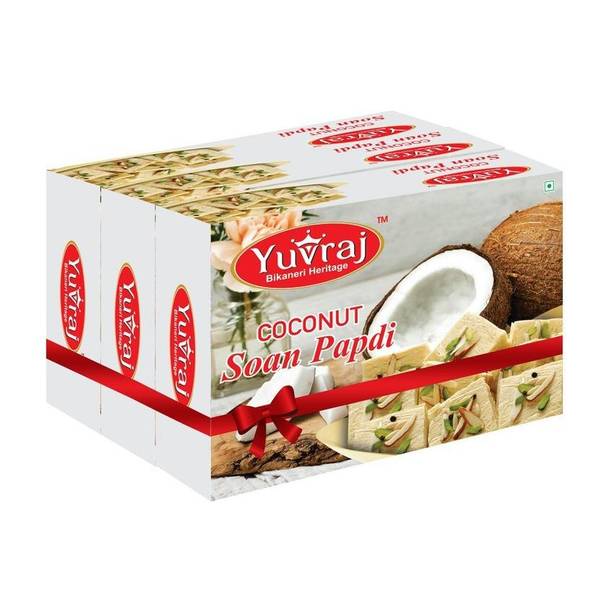 Yuvraj Food Product Coconut Flavoured Soan papadi (patisa ) sweets ( 200 Gm X 2 ) combo pack