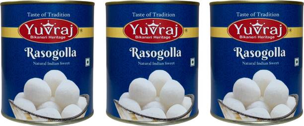 Yuvraj Food Product Rasogolla sweets combo 1 kg x 3 tin Can