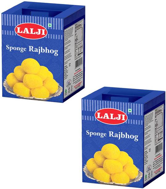 lalji Sponge Rajbhog 2Kg (1Kg x 2) A Royal Sweet Experience Tin