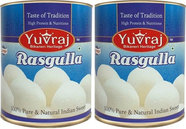 Yuvraj Food Product Rasgulla 1KG (Pack of 2) Tin