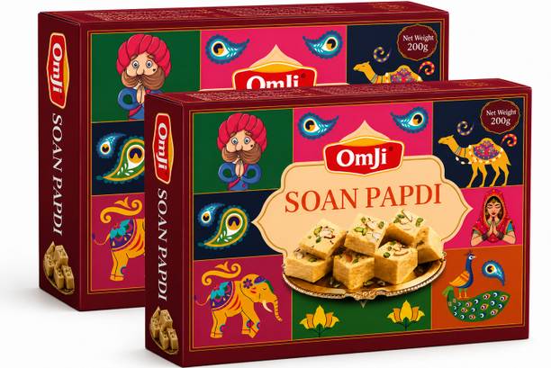 OMJI Premium Soan Papdi 200g | Crispy & Flaky Indian Sweet | Traditional Mithai
