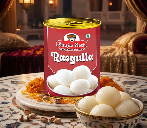BHUJIYA SETH Sweets Rasgulla mithai 1 kg tin pack