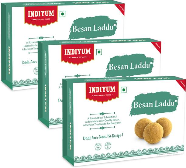 Indiyum Besan Laddu Indian Sweet with Besan & Nuts 600g Box