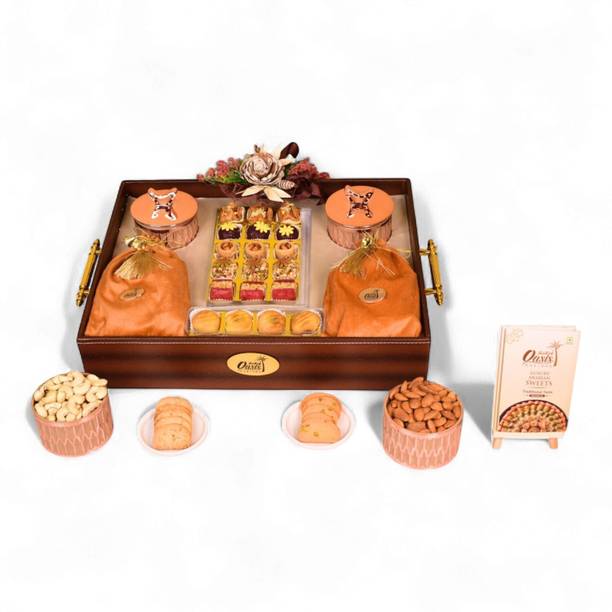OASIS Premium Baklawa Gifts Hamper – Baklava, Ladoo, Chocolate, dry fruits, Cookies Box