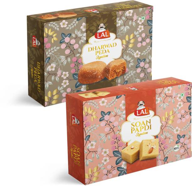 Lal Sweets Combo Pack of Dharwad Peda 400g & Soan Papdi Premium 400g Box