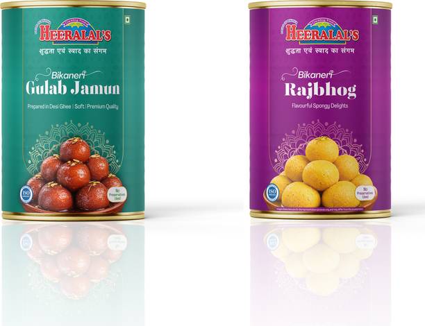 Heeralal's Gulab Jamun 1Kg, Raj Bhog 1Kg Bikaneri Sweets Combo Ideal For Gifting