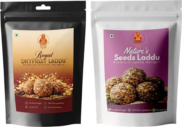 JUST SUDH Dry Fruit Seeds Laddu Combo Nut Fiber Rich Snack Pack of 2 100g Each Pouch