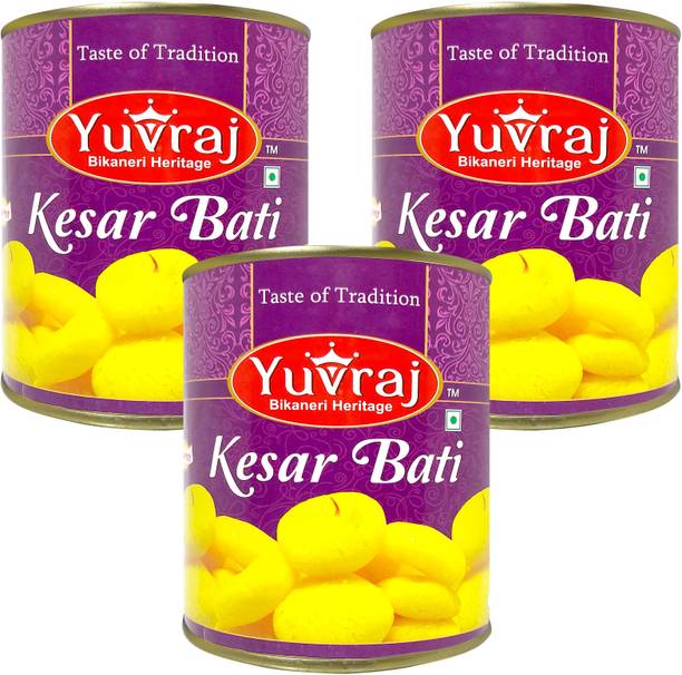 Yuvraj Food Product kesar Bati Sweets (1 KG x 3 ) pack Tin