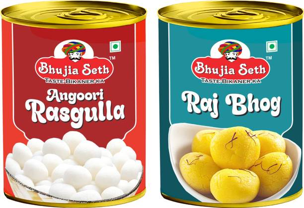 BHUJIYA SETH sweets Angoori Rasgulla & rajbhog combo pack (1 kg x 2 ) pack Tin