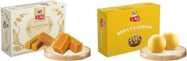 Lal Sweets Combo Pack of Mysore Pak and Besan Laddoo Box