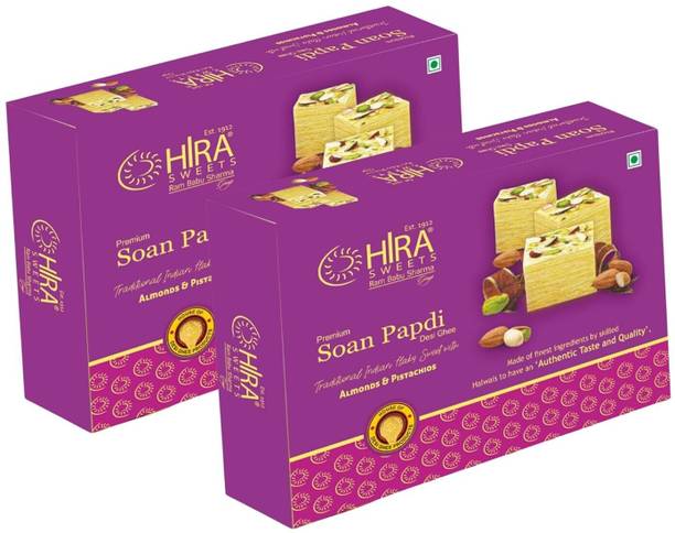 Hira Sweets Soan Papdi 1kg | Instant Ready To Eat - Delicious Crispy & Flaky Indian Sweets