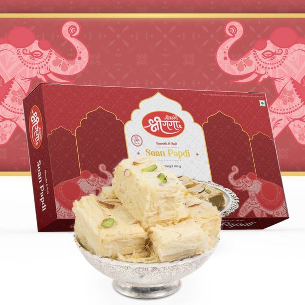 Bikaneri Shree Ganga Soan Papdi 200g – Traditional Indian Sweet, Soft & Flaky Mithai Box