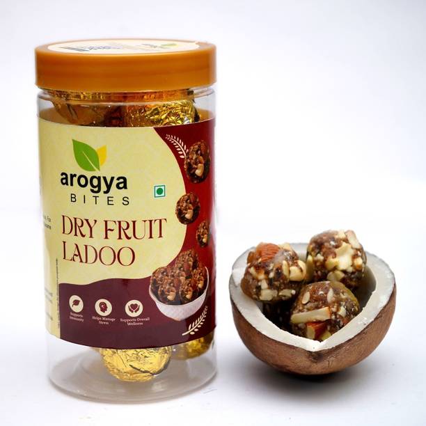 AROGYABITES Arogya Bites Dry Fruit Ladoo 250g | Dates & Premium Nuts Sweet Plastic Bottle