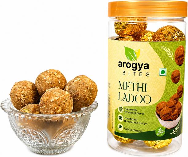 AROGYABITES Arogya Bites Postpartum Gur Methi Laddu (Desi Ghee & Dry Fruits) Mason Jar