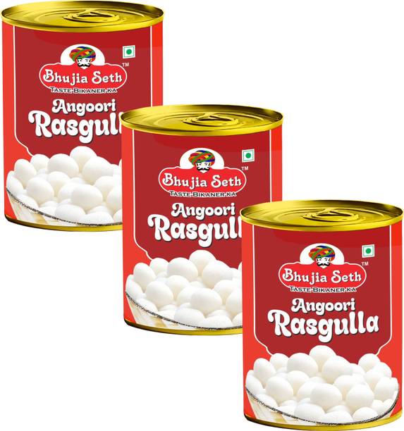 BHUJIYA SETH sweets combo pack Angoori Rasgulla (1 kg x 3 ) pack Tin