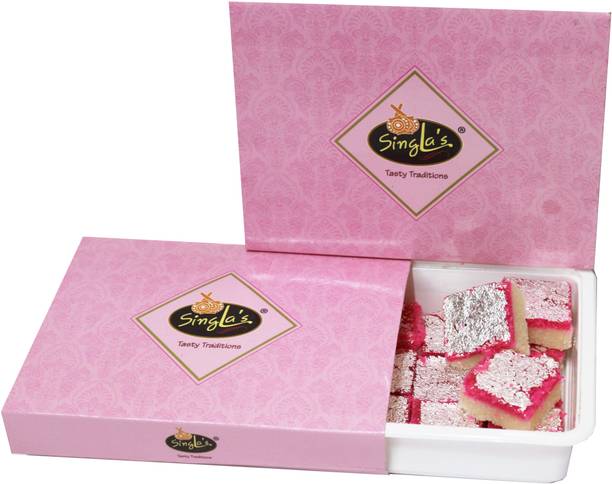 Singla Sweets Pink Coconut Burfi 500g Indian Mithai sweet Vacuum Pack