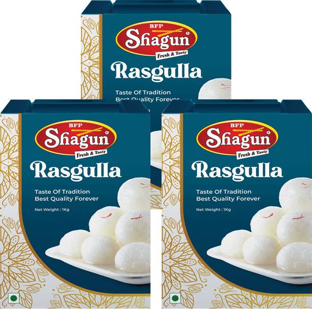 Bfp Shagun Rasgulla 3Kg (1Kg Pack of 3) Best Sweets for Gifting Tin