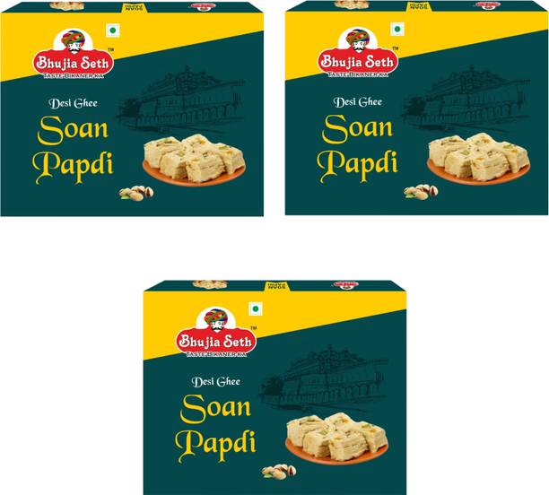 BHUJIYA SETH Desi Ghee soan papdi combo pack 400 gm x 3 box Box