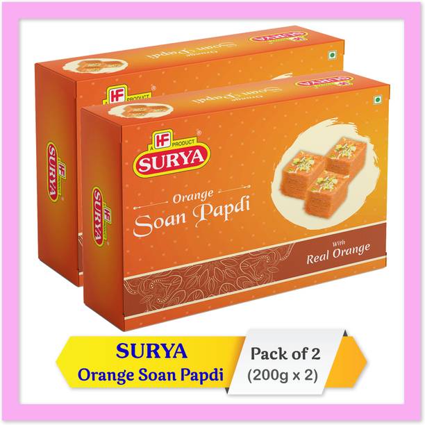 Surya 400gm Orange Soan Papdi (Pack of 2; 200gm each) Box