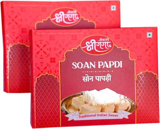 Bikaneri Shree Ganga Soan Papdi 400g – Traditional Indian Sweet, Soft & Flaky Mithai Box