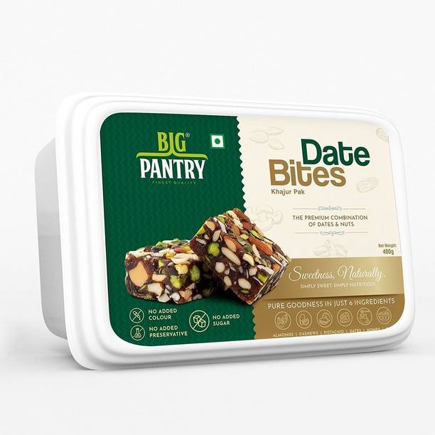 BIG PANTRY Date Bites (Khajur Pak) | Dry Fruits Barfi | Indian Sweets | No Added Sugar Almonds, Cashews, Pistachios, Dates