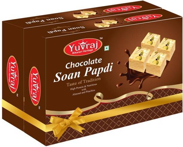 Yuvraj Food Product Chocolate Flavoured Soan papadi (patisa ) sweets ( 400 Gm X 2 ) combo pack Box