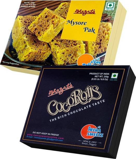Bhagat's Heera Sweet Delicious Mysore Pak 400gm & Chocolate Sonroll 250gm Box
