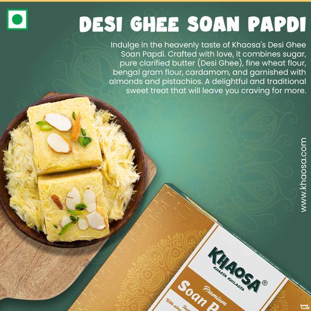 KHAOSA Desi Ghee Soan Papdi 900Gm (450Gm x 2) Box