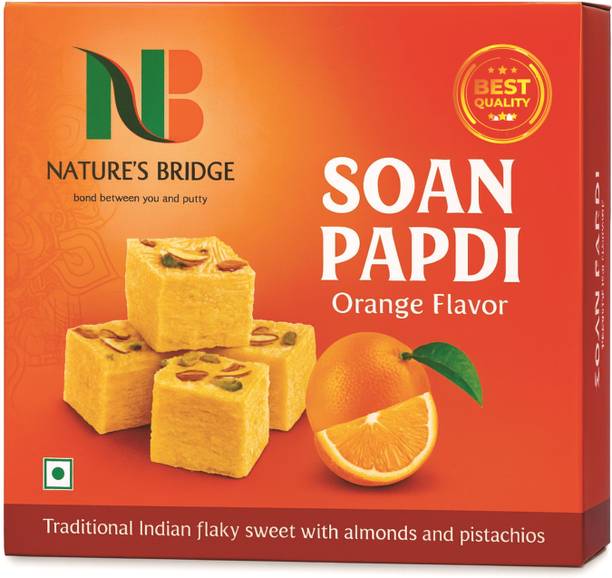 Nature's Bridge Soan Papdi | Orange falvor Soan Papdi - 400 gm Tray