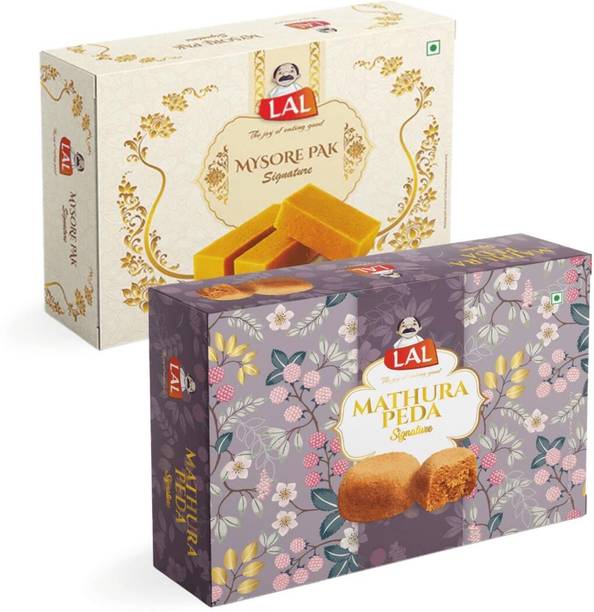 Lal Combo Pack of Mysore Pack 400g & Mathura Peda 400g Box
