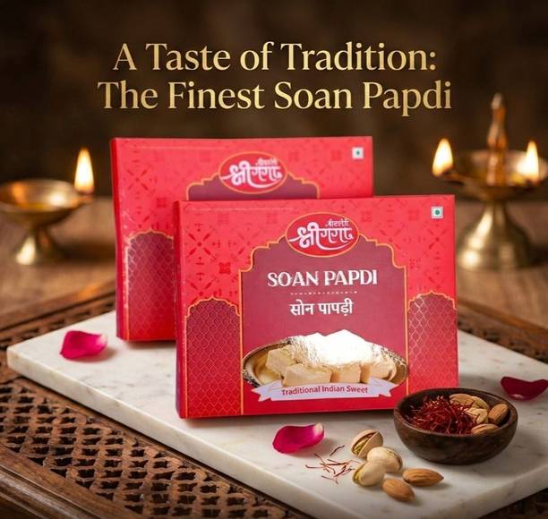 Bikaneri Shree Ganga Premium Soan Papdi Patisa Famous Indian Sweet (500 Gm x 2) Box