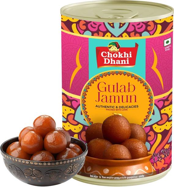 चोखी धानी फूड्स गुलाब जामुन, सॉफ्ट एंड जूसी इंडियन स्वीट्स टिन