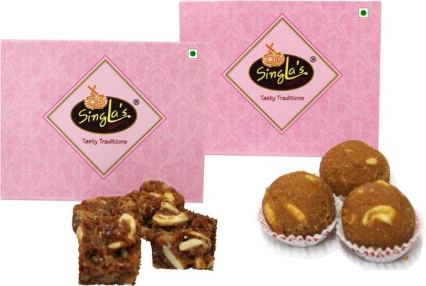 singla's Dodha Burfi 200g Besan DF laddu 200g Combo pack of 2 Box