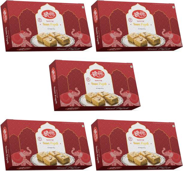 Bikaneri Shree Ganga Soft and Flaky Soan Papdi,2Kg Delicious Bikaneri Sweet, Mithai Box