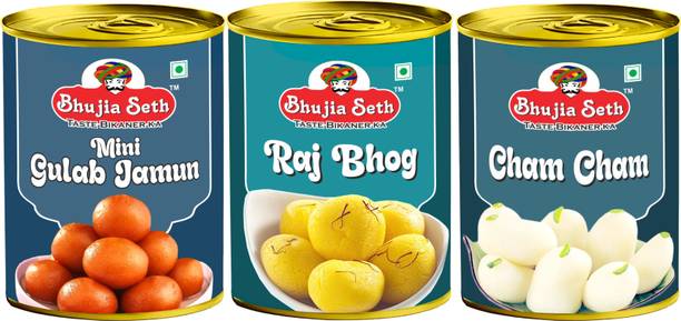 BHUJIYA SETH Mini Gulab jamun,Rajbhog & Cham Cham combo pack (1 kg x 3 ) pack Can