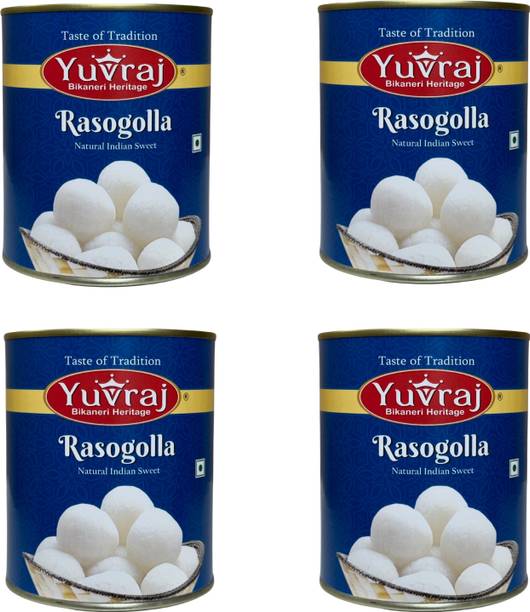 Yuvraj Food Product Rasogolla sweets combo 1 kg x 4 tin Can