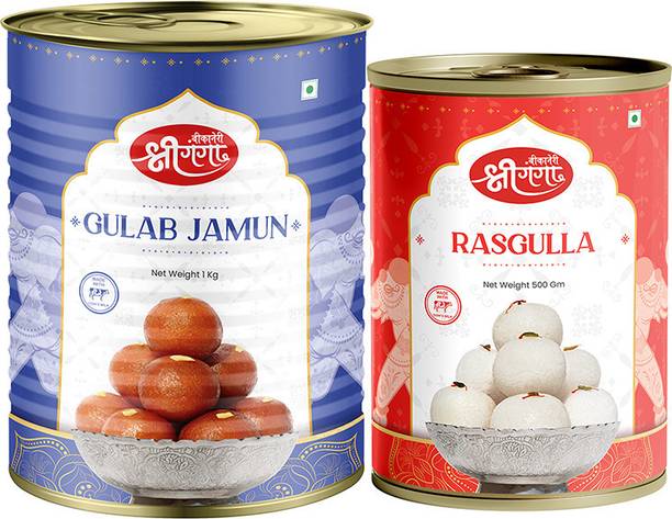 Bikaneri Shree Ganga Rasgulla 500Gm, Gulab Jamun 1Kg Tin