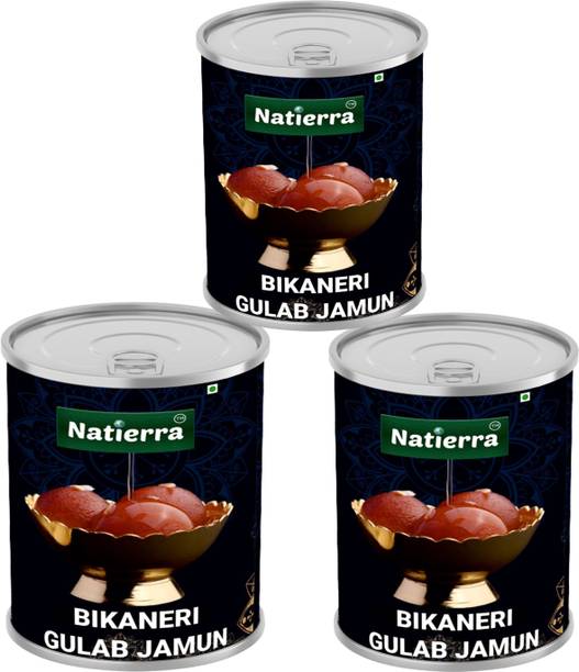 Natierra Bikaneri Gulab Jamun | Combo Pack Of 3 | Rasdar Brown Balls | 8pcsx3 (3 x 400 g) Can
