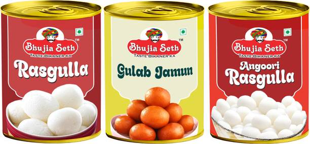BHUJIYA SETH sweets Rasgulla,Gulab jamun & Angoori rasgulla combo pack (1kg x 3) pack Can