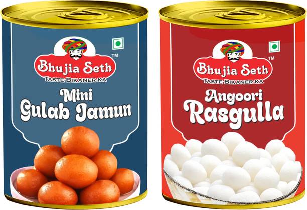 BHUJIYA SETH sweets Mini Gulab jamun & angoori rasgulla combo pack (1 kg x 2 ) pack Tin