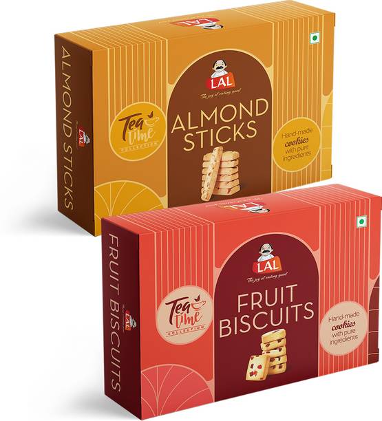 Lal Sweets Combo Pack of Almond Stick Cookies 400g & Fruit Biscuits 400g Box