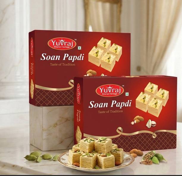 Yuvraj Food Product Soan papadi (patisa ) Famous indian sweets ( 200 Gm X 2) combo pack