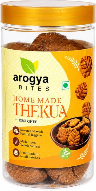 AROGYABITES Arogya Bites Desi Ghee Gur Thekua (Whole Wheat, No Maida, No Dalda) Mason Jar